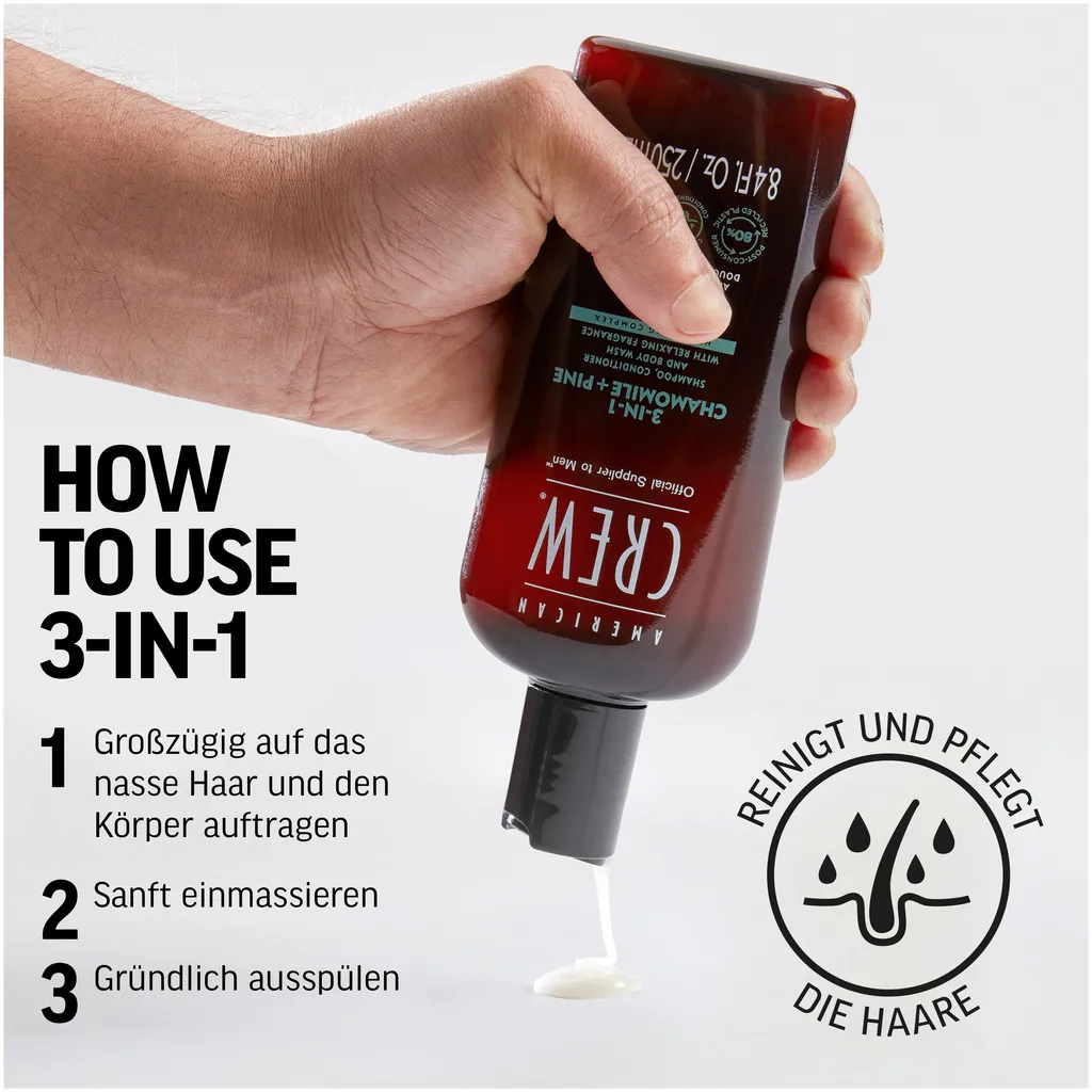 American Crew 3in1 Chamomile & Pine Shampoo, Conditioner & Body Wash