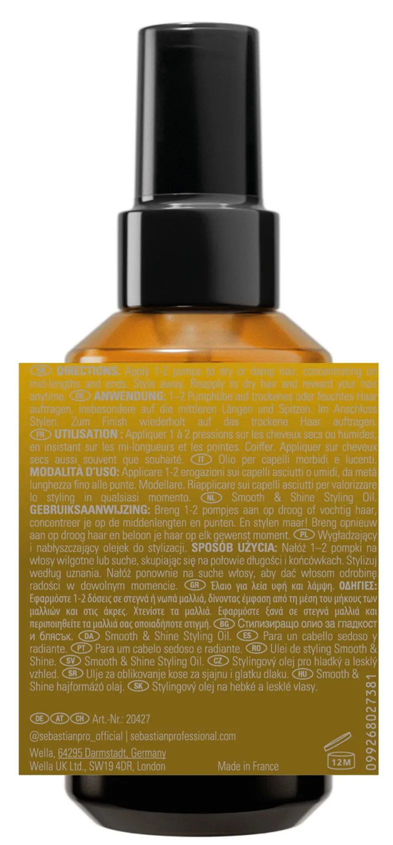 Sebastian Dark Oil Smooth & Shine Styling Oil