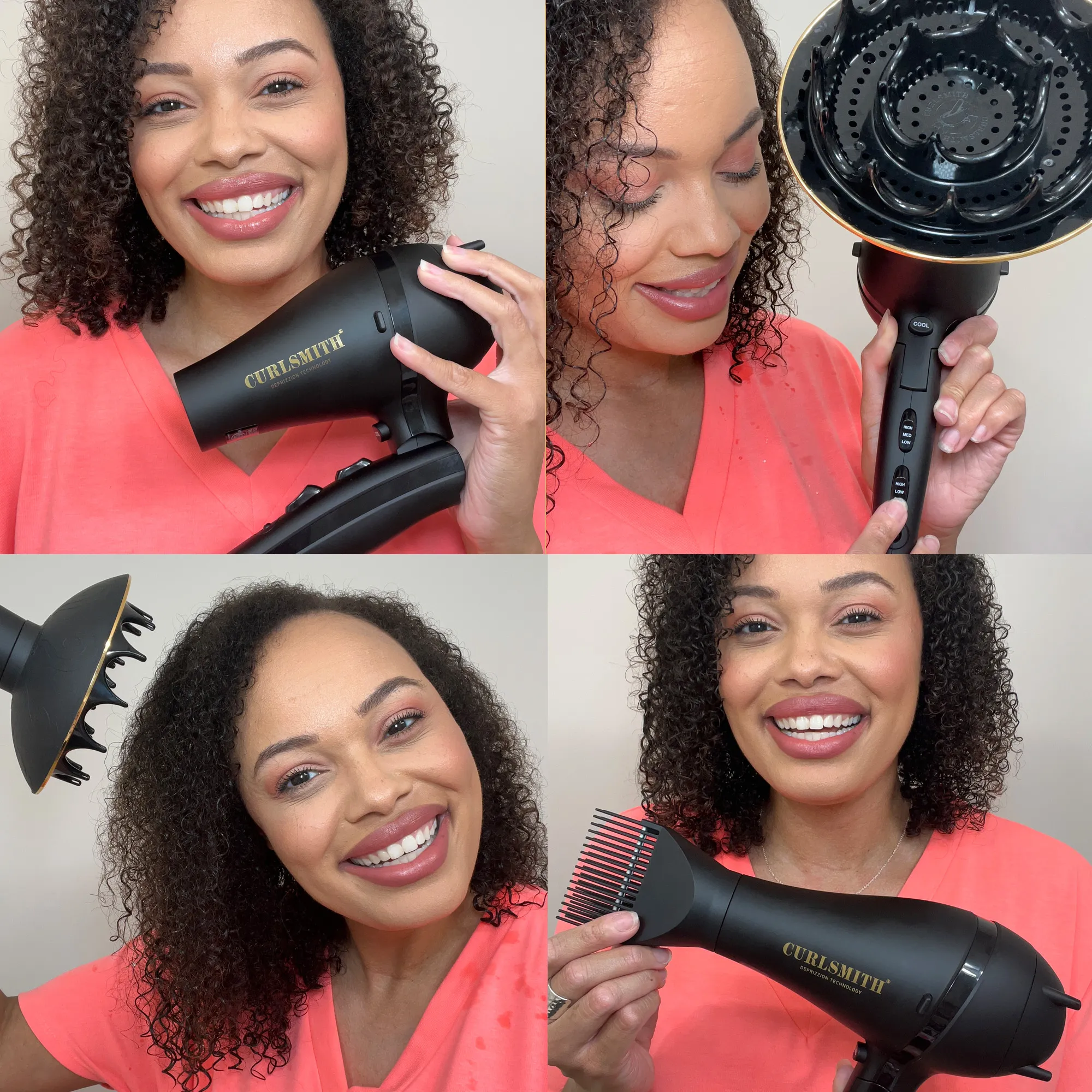 Hot Tools Curlsmith Travel Defrizzion Haartrockner mit  XL-Diffusor