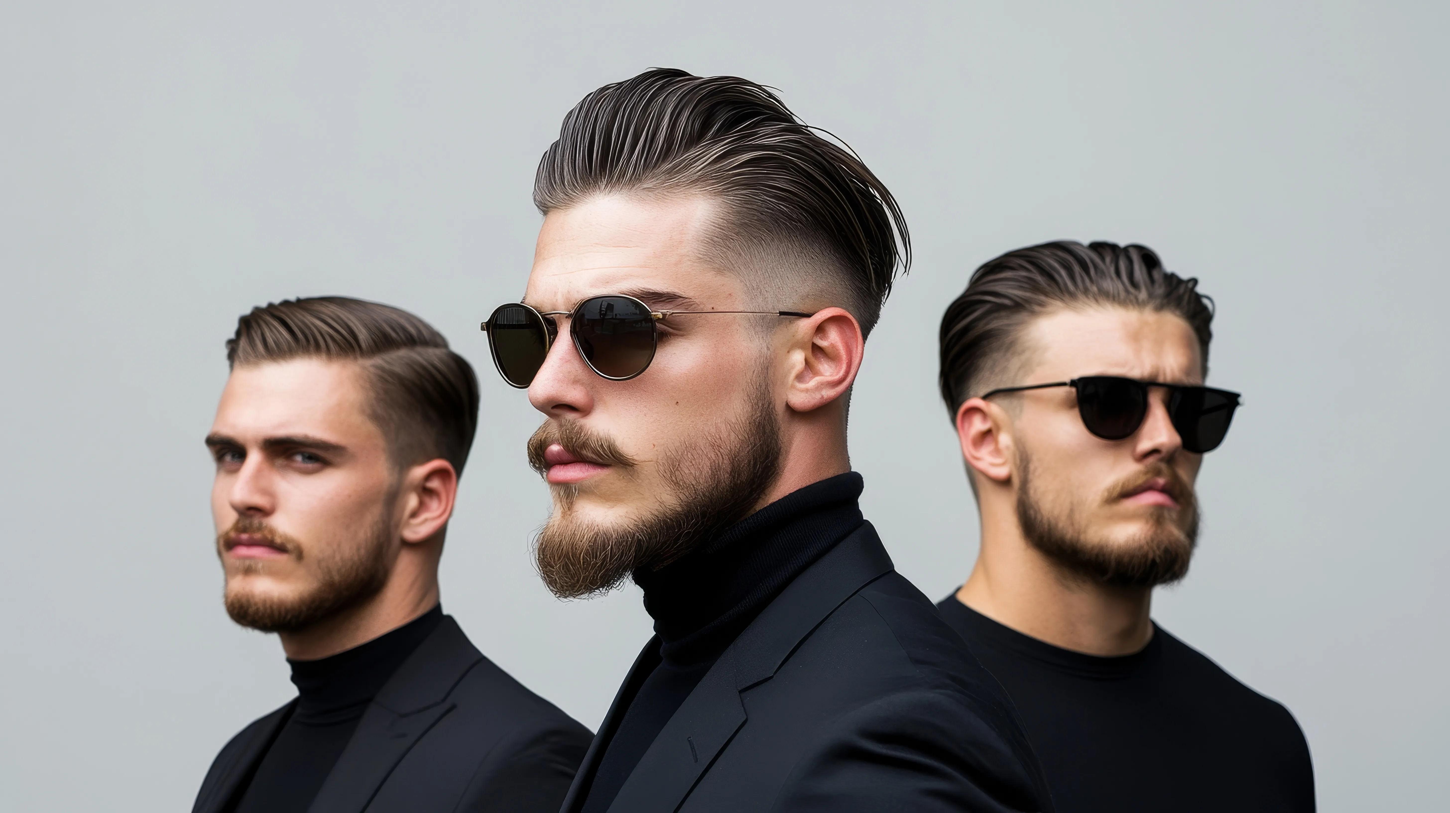 3 Männer mit Sleek Back Look