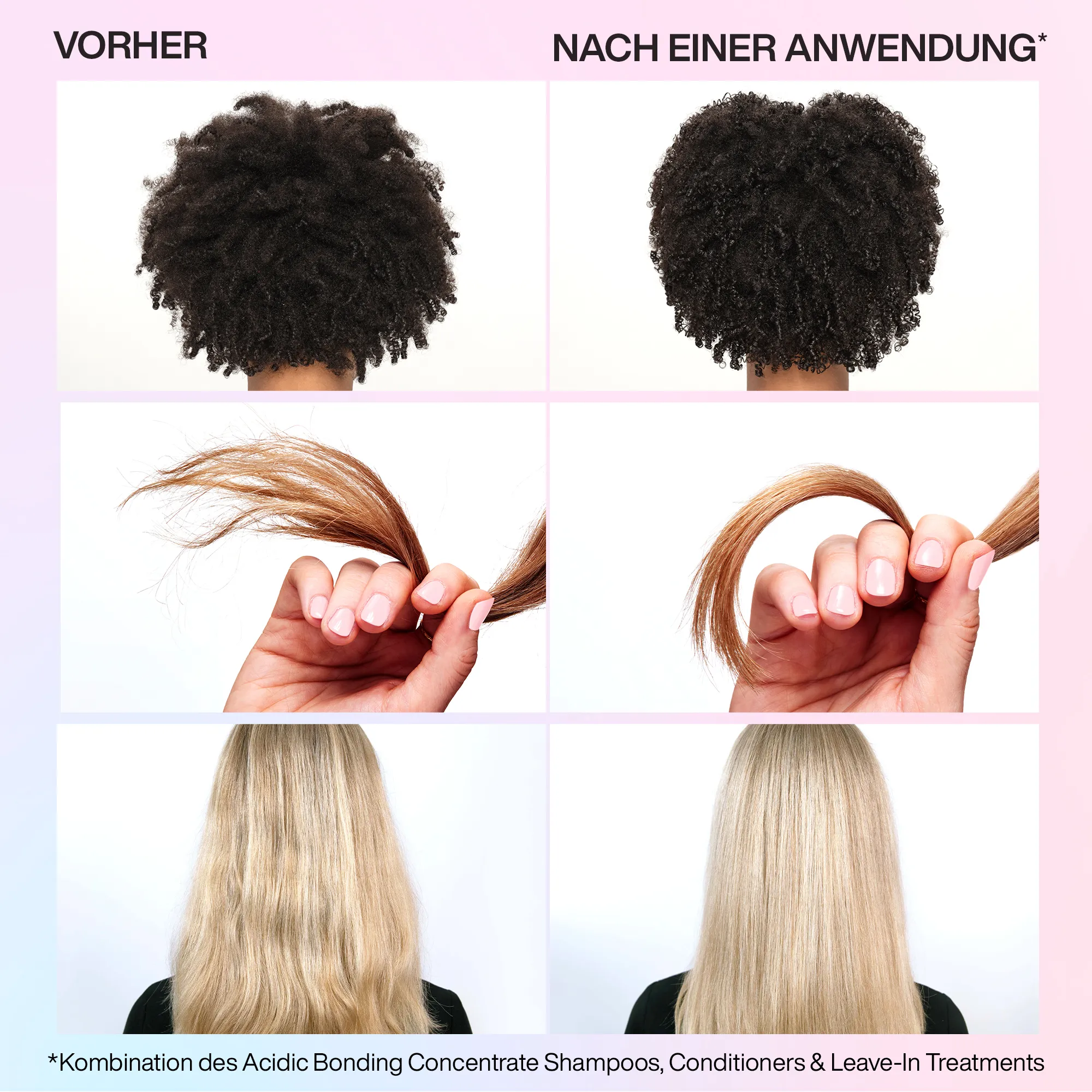 Vorher-Nachherbild nach Verwendung von Redken Acidic Bonding Concentrate Conditioner