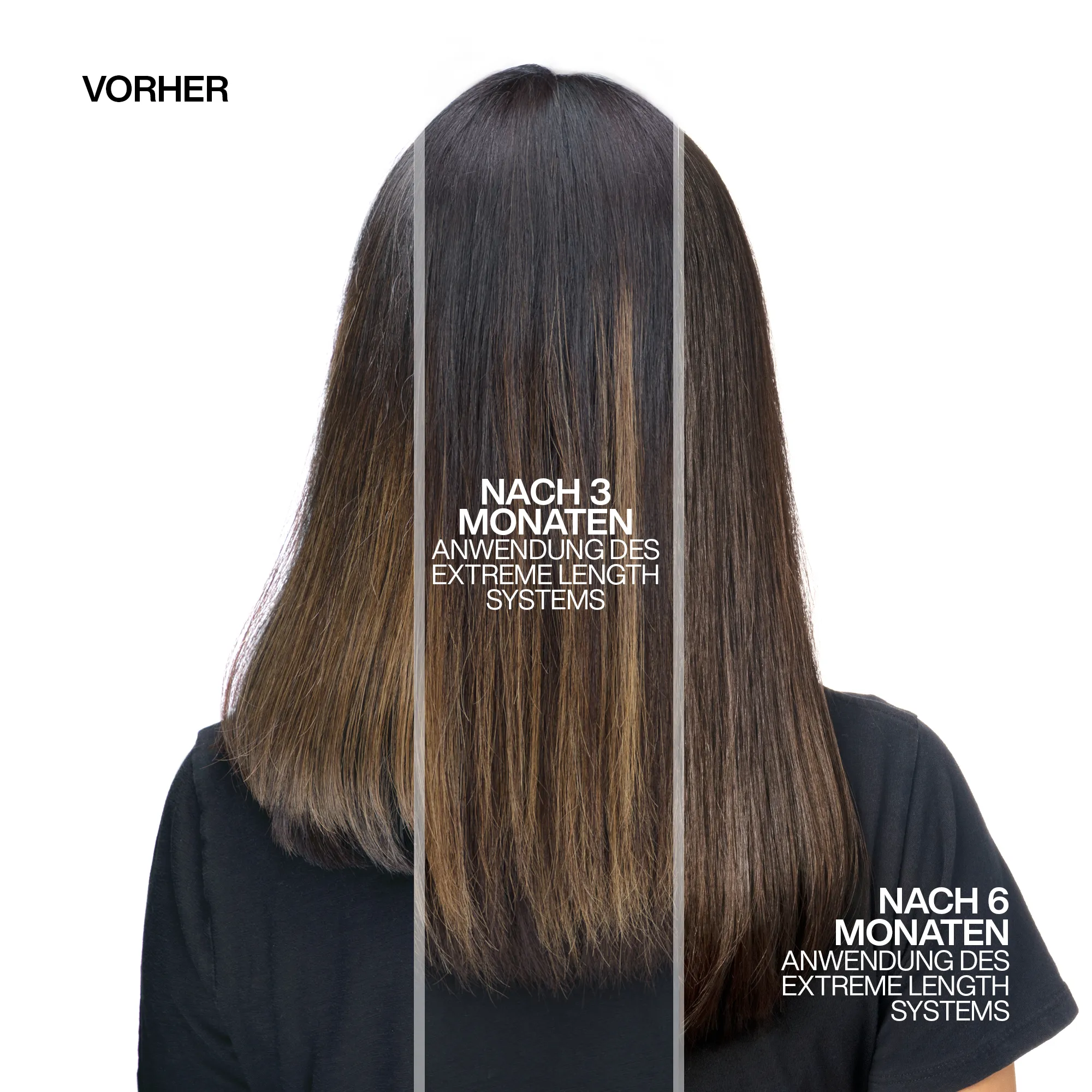 Vorher-Nachherbild nach Verwendung von Redken Extreme Length Serie