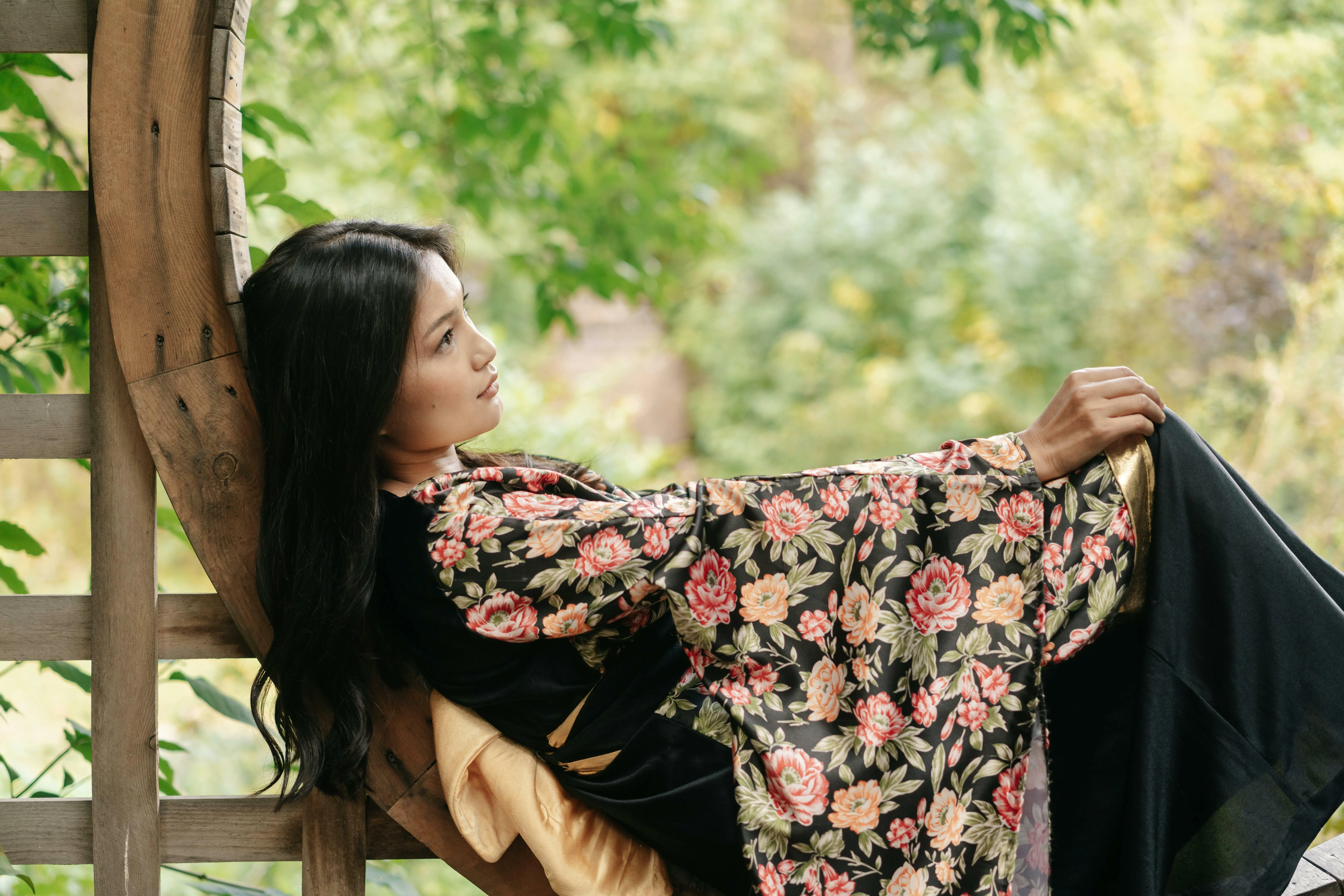 Japanische Frau mit langen Haaren