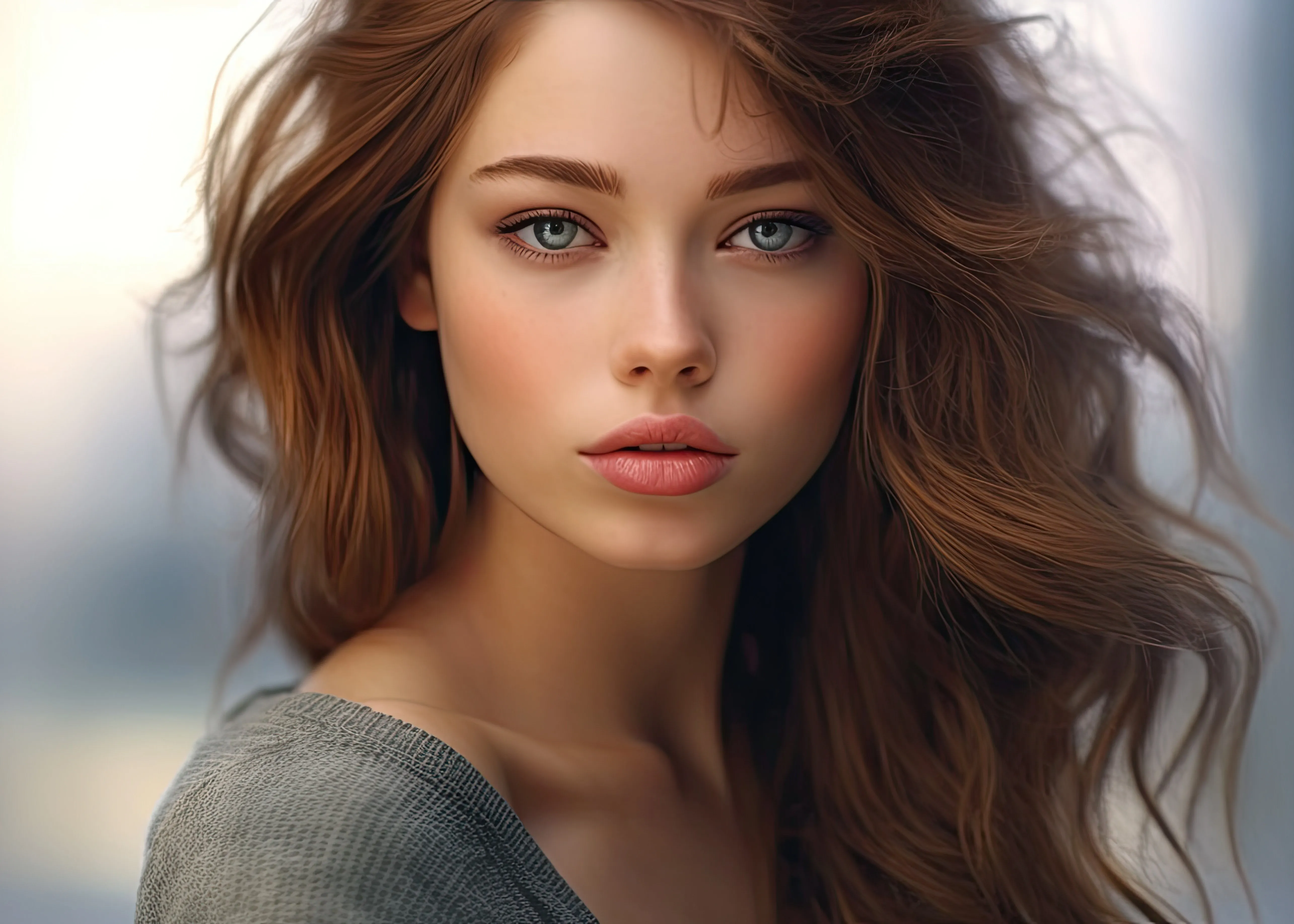 Frau mit braunen Haaren und Stufenschnitt