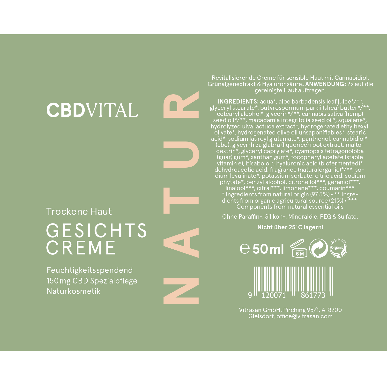CBD VITAL Gesichtscreme für trockene Haut