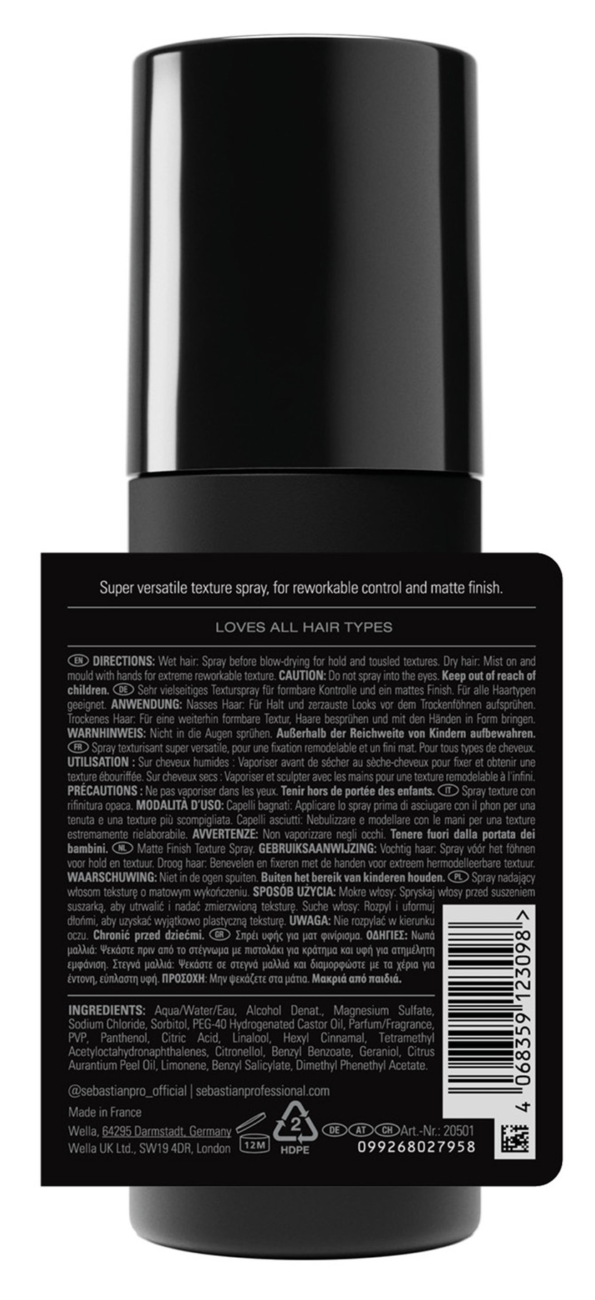 Sebastian Texture Maker Matte Finish Texture Spray